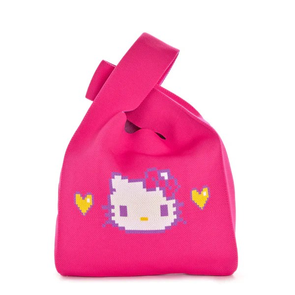 Hello Kitty Retro Pixel Pink Knit Shopper Bag - Image 6
